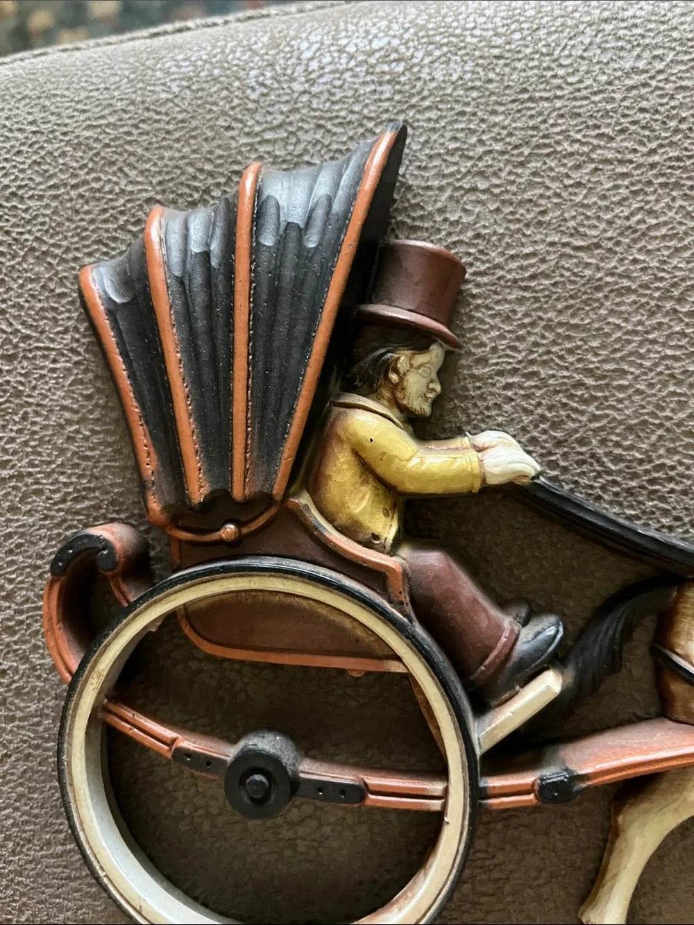 Homco Horse and Buggy Wall Hanging in Cream and Brown